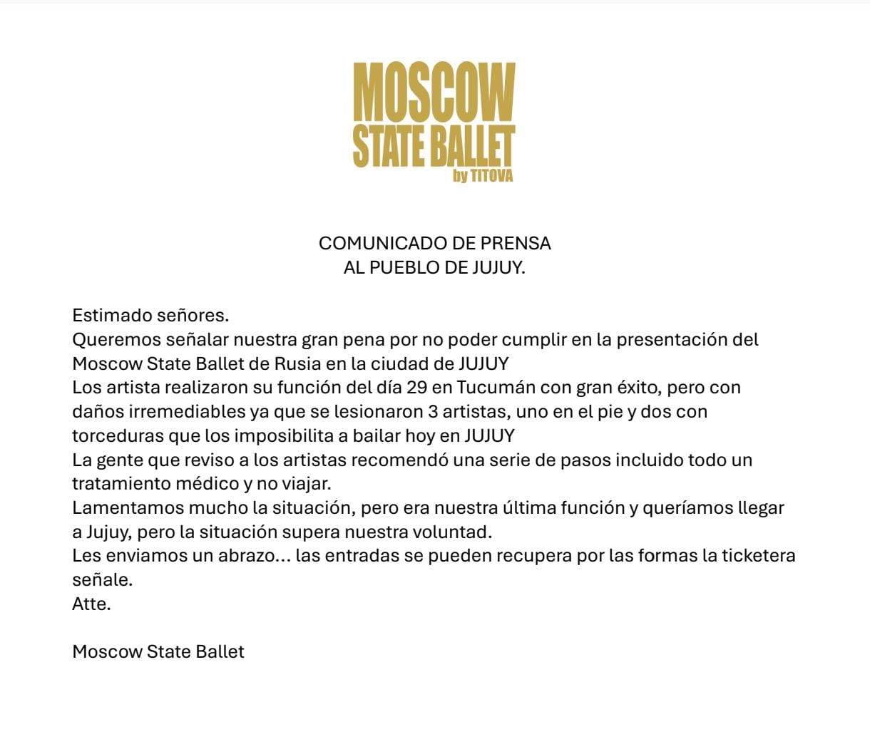 MOSCOW STATE BALLET DE RUSIA EN JUJUY